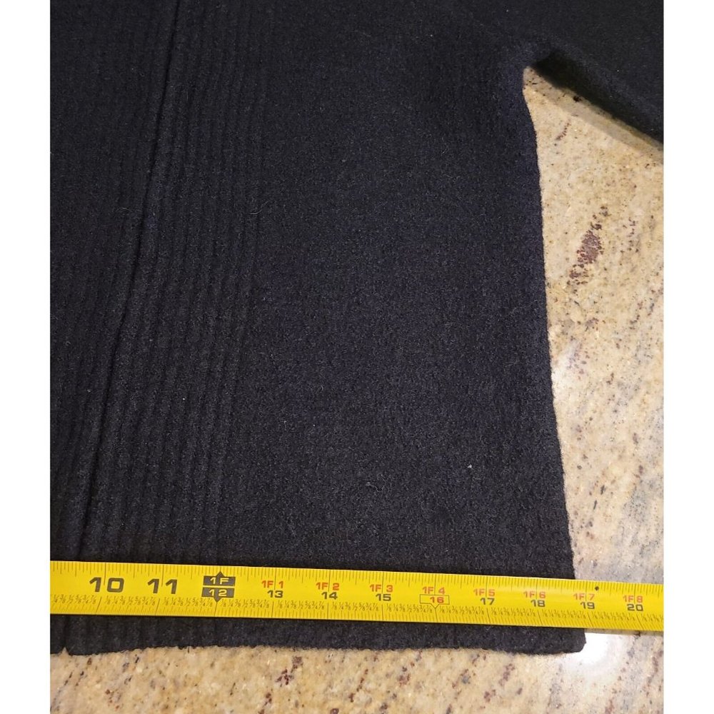 VINTAGE Paraphrase Sweater Women Sz M Wool V Neck Knit Black Collared Ribbed - Picture 6 of 15